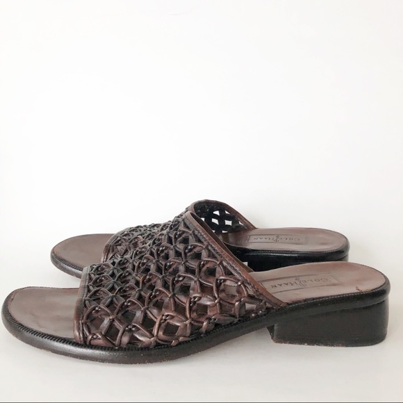 Cole Haan Shoes - Cole Haan Brown Woven Leather Slide Sandal 8